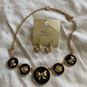 Costume jewelry “bow” earrings and necklace